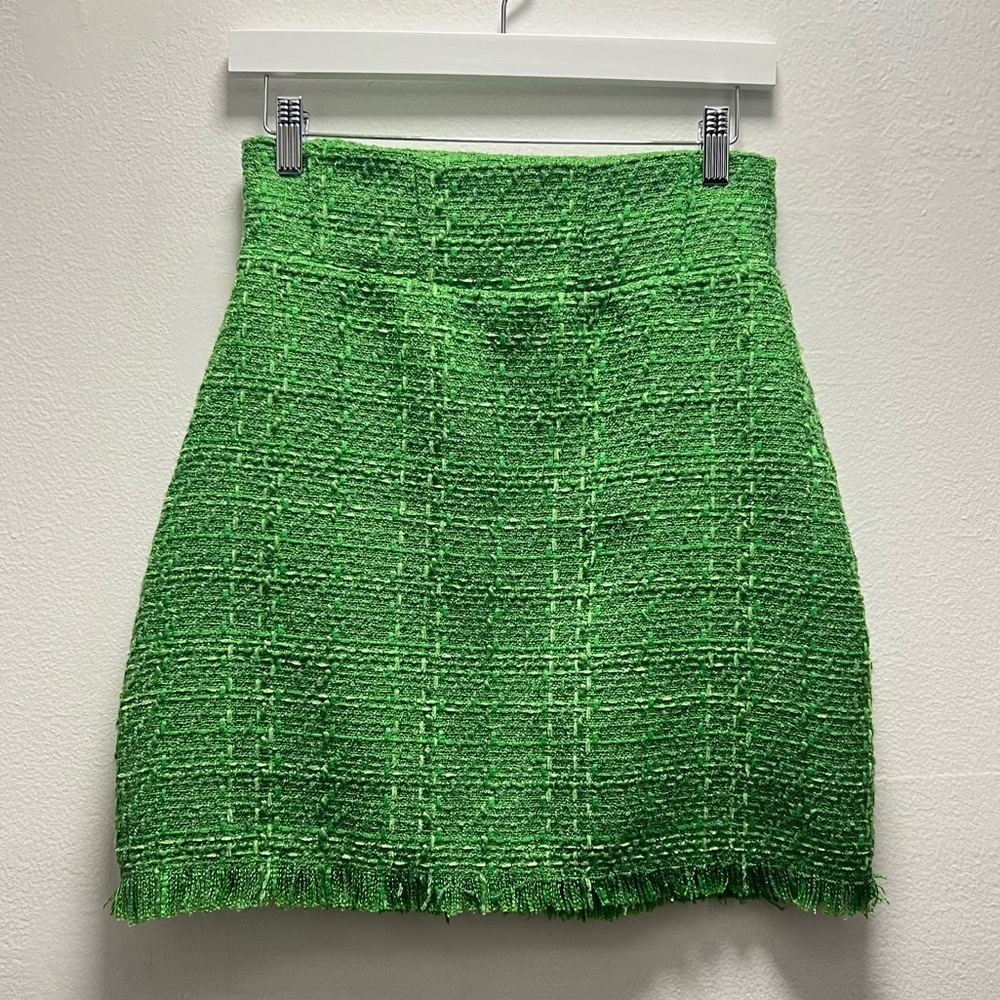 Missguided Green Tweed Skirt